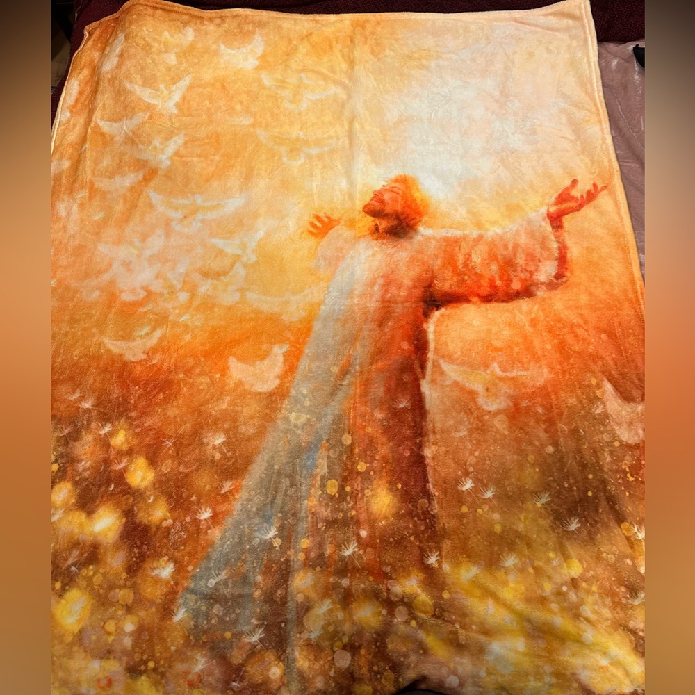 Super Comfy Fleece Throw Blanket with Abstract Religious Print